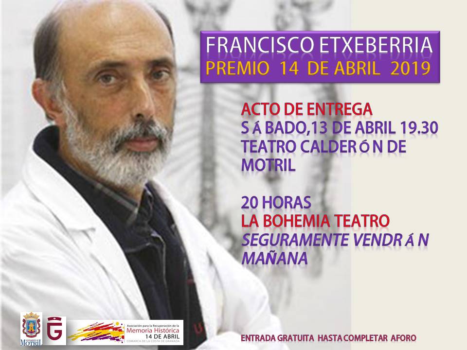 Francisco Etxeberría, antropólogo forense, Premio 14 de Abril 2019